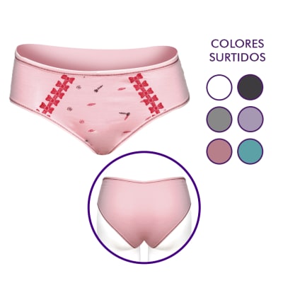 Bikini algodón con estampado de moños y hojas para mujer - Pack 12 unidades