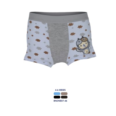Bóxer de algodón  diseños Gatito nubes y estrellas para bebés - Pack 4 unidades1