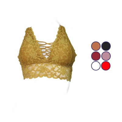 Bralette con relleno removible y tiras en busto para mujer - Pack 12 unidades