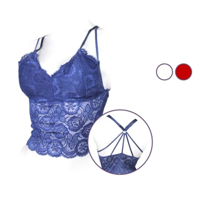 Bralette  de encaje y diseño de tiras en parte trasera para mujer - Pack 6 unidades