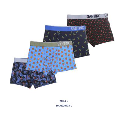 Bóxer Santino Corto Estampado Para Hombre  - Pack 4 Unidades