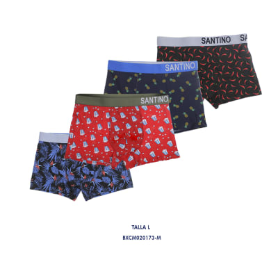 Bóxer Santino Corto Surtido Para Hombre - Pack 4 Unidades