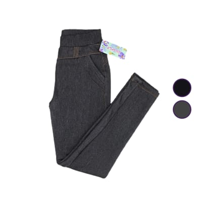 Calzas de polar tipo jeans oscuro M/L y L/XL para mujer - Pack 1 unidad1