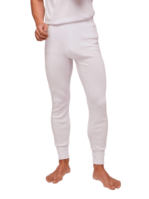 Calzoncillo largo de algodón en color blanco afranelado para hombre - Pack 12 unidades