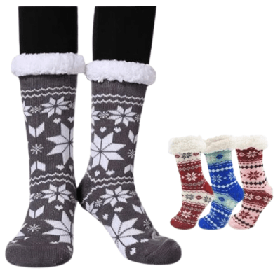 Calcetas chiporro largas diseños copos de nieves para mujer - Pack 3 unidades