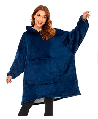 Polerón Sherpa Unisex Con Capucha En Color Azul - Pack 1 Unidad1