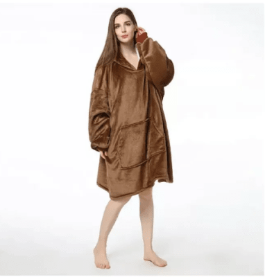 Polerón Sherpa Unisex Con Capucha En Color Café - Pack 1 Unidad1