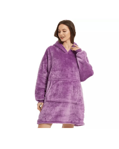 Polerón Sherpa Unisex Con Capucha En Color Uva - Pack 1 Unidad1