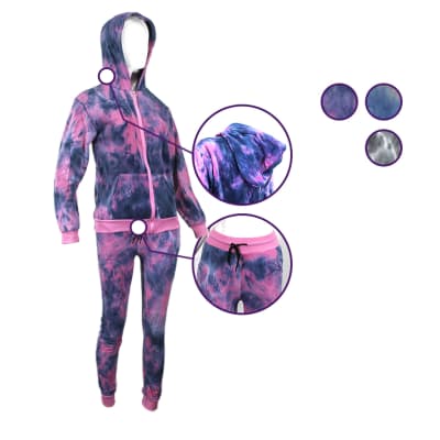 Conjunto buzo y polerón tie dye con cierre y capucha para mujer - Pack 3 unidades1