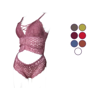 Conjunto calzón y brallet de encaje color surtido para mujer - Pack 6 unidades1