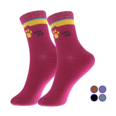 Calcetas media caña de algodón diseño huellas para mujer - Pack 12 unidades