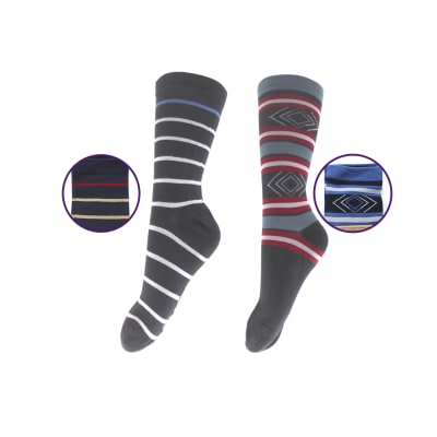 Calcetas largas diabético diseños rayas de colores para hombre  - Pack 4 unidad1