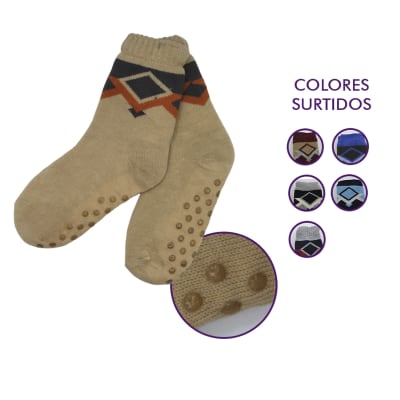 Calceta chiporro diseño rombo con antideslizante para hombre - Pack 12 unidades1