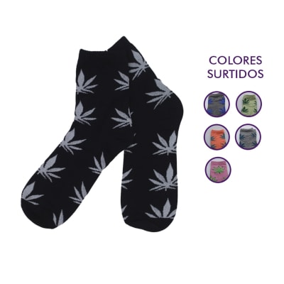Calcetas media caña hojas cannabis bambú para mujer - Pack 12 unidades1