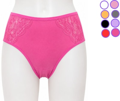 Calzón algodón color liso y encaje lateral para mujer - Pack 12 unidades