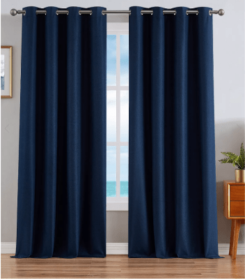 Cortina Black Out Con Argollas En Color Azul Oscuro - Pack 2 Paños1