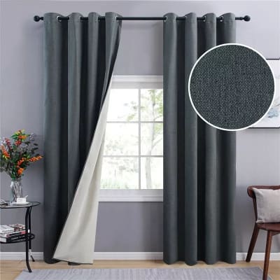 Cortina black out con argollas acero en color azul - Pack 2 unidad1