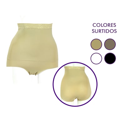 Calzón faja tiro alto con silicona y bordes para mujer - Pack 12 unidades1