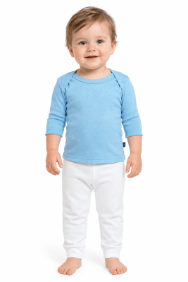 Camiseta manga larga algodón color celeste para bebés - Pack 6 unidades