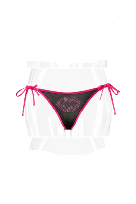 Colaless de malla transparente diseño labios en piedras para mujer - Pack 12 unidades