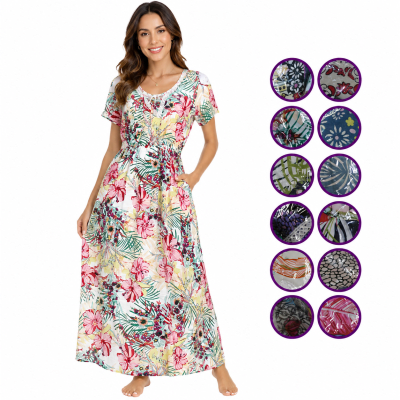 Vestido estampado multicolor manga médium multicolor para mujer - Pack 6 unidades