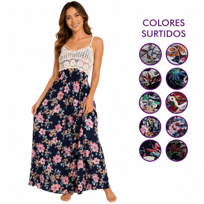 Vestidos elegante con diseños y detalle de crochet para mujer - Pack 6 unidades