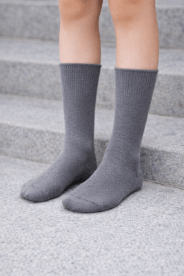 Calcetas largas escolar acanalada plomo para niños unisex - Pack 3 unidades