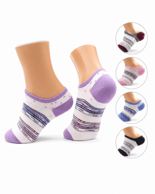 Calcetas tobilleras diseños puntos y líneas para mujer - Pack 12 unidades1