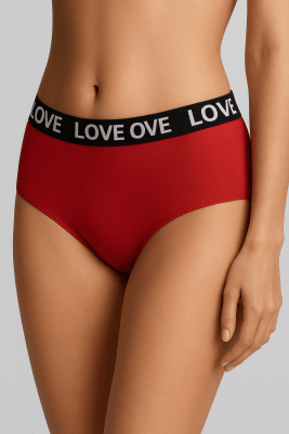 Bikinis de algodón diseño Loves en pretina para mujer - Pack 4 unidades