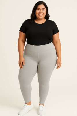 Calza lycra algodón xxl tiro alto color melange para mujer - Pack 1 unidad1