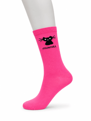 Calcetas media caña thermo colores lisos diseño Gatito para mujer - Pack 12 unidades1