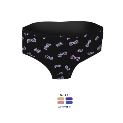 Calzón juvenil algodón con diseños de lazos para niñas - Pack 4 unidad1