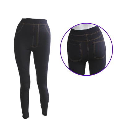 Calza pitillo chiporro tipo Jeans color oscuro para mujer - Pack 1 unidad
