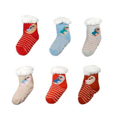 Calcetas media caña de chiporro con estampados luna y monito para niños - Pack 12 unidades1