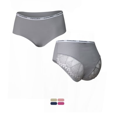 Calzón segunda piel y medio encaje en glúteos para mujer - Pack 4 unidades1