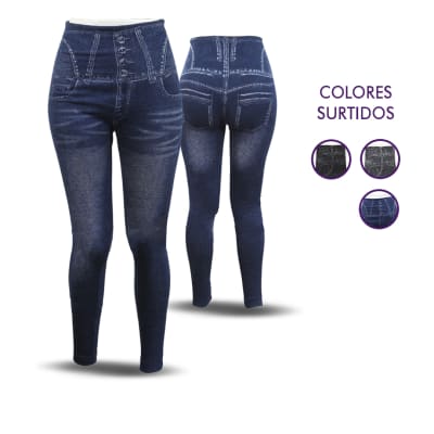 Calza torero pitillo diseño tipo jeans para mujer - Pack 12 unidades1