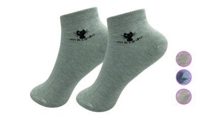 Calceta tobillera algodón diseño gatito jaspeado para mujer - Pack 12 unidades1