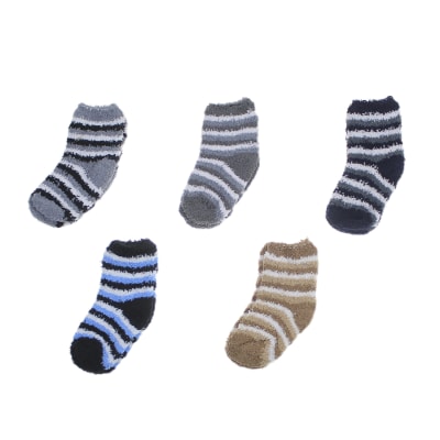 Calceta media cada de toalla y líneas horizontales para niños - Pack 12 unidades
