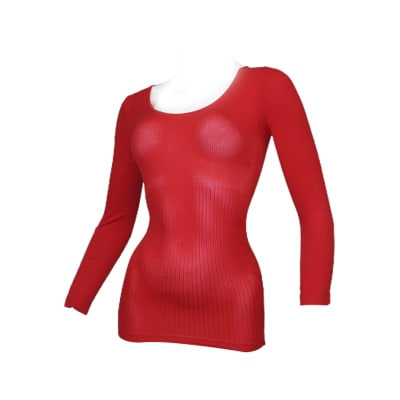 Camisetas moldeadora acanalada en color rojo para mujer - Pack 12 unidades1