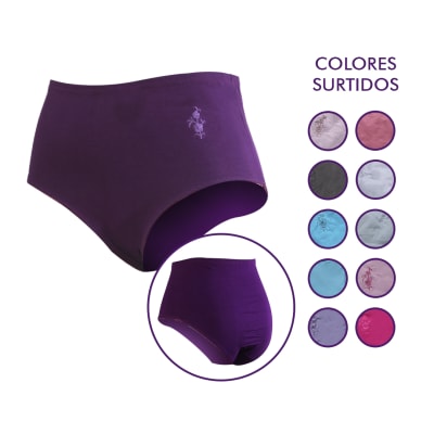 Calzón Tiro Alto Diseño De Flor Para Mujer - Pack 12 Unidades1