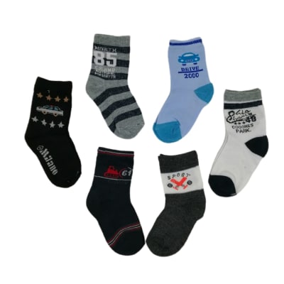 Calcetas media caña de algodón diseños surtidos para niños - Pack 6 unidades1