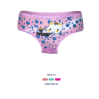 Calzón de algodón con diseños de Burbujas y Gatita para niñas - Pack 3 unidades1