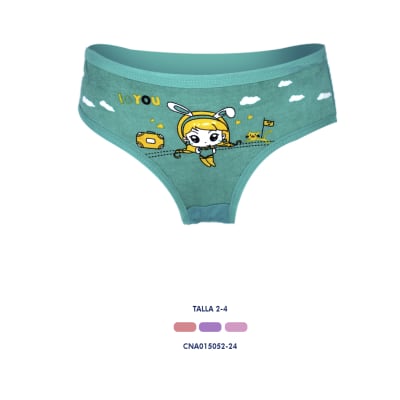 Calzón algodón con diseños muñecas, nubes, y corazon para Niña - Pack 3 unidades1