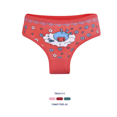 Calzón de algodón con diseño de Muñecas y flores para niñas - Pack 3 unidades