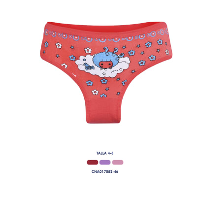 Calzón de algodón con diseños de Muñecas y flores para niñas - Pack 3 unidades