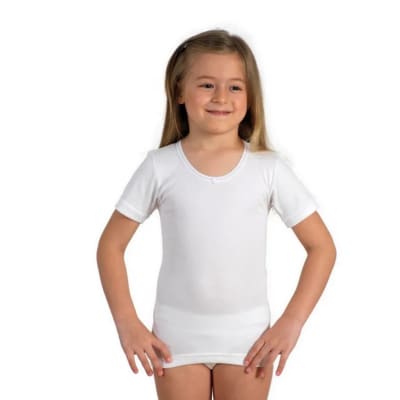 Camiseta panty manga corta microfibra color blanco para niñas - Pack 6 unidades