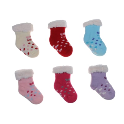 Calcetas chiporro con antideslizantes diseño huellas para niñas - Pack 3 unidades