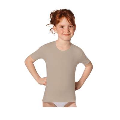Camiseta Manga Corta En Color Beige Para Niñas - Pack 6 Unidades1