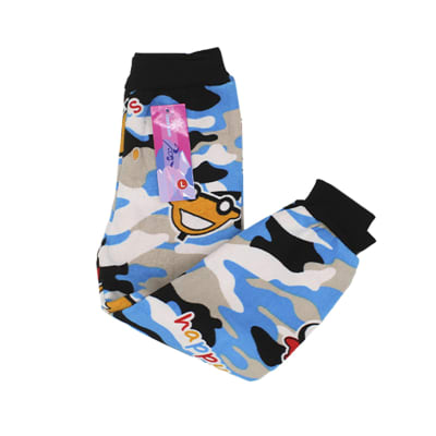 Calzas de polar con diseño camuflado celeste para niños - Pack 6 unidades