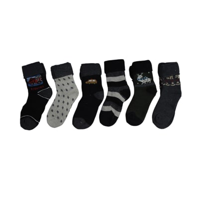 Calcetas media caña de lana diseños surtidos para niños - Pack 6 Unidades1